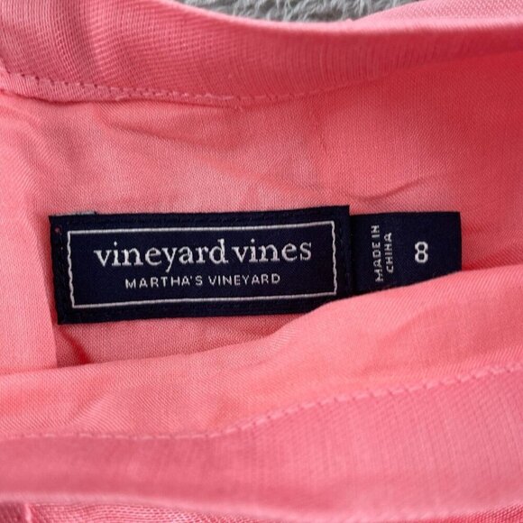 Pink Mid-Length Skirt Size 8 Vineyard Vines Linen Blend Lined 5890 - Picture 3 of 8